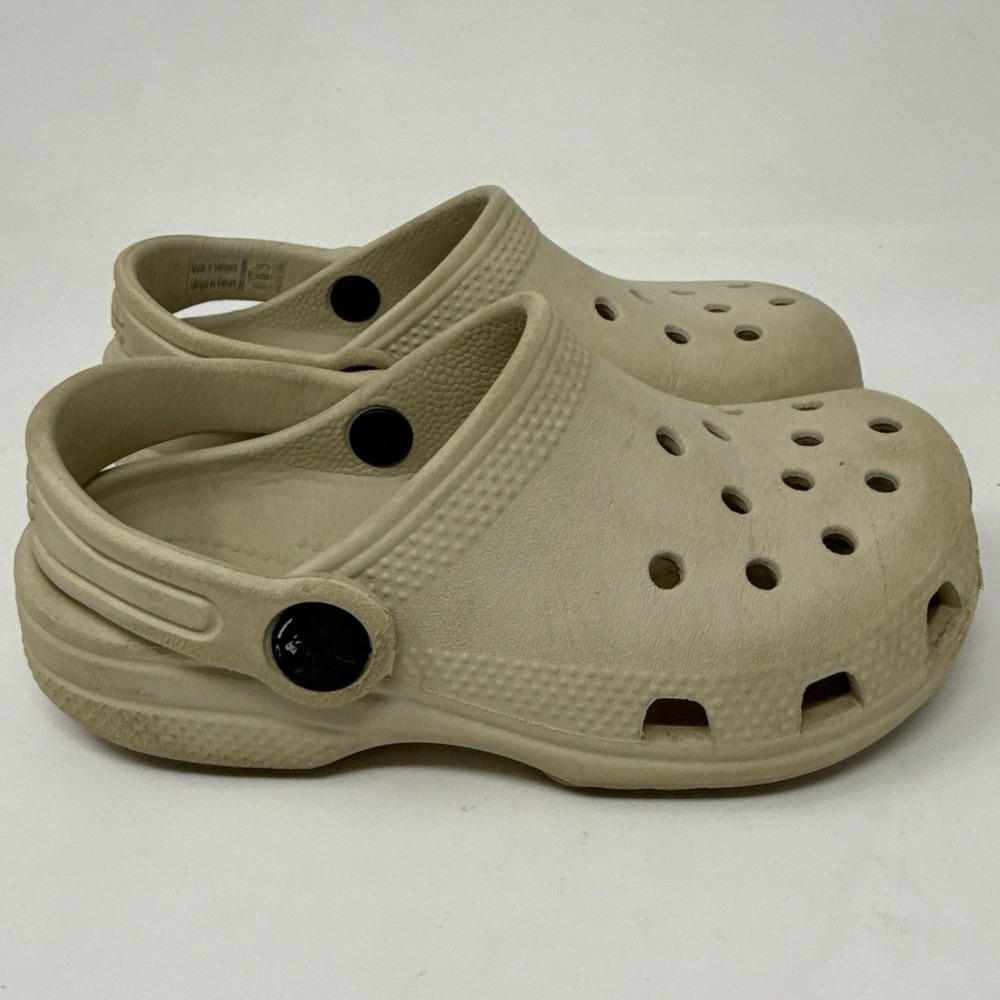 CROCS Classic Clog Tan Beige Toddler Kids Size C10 Slip on Rubber Shoe Sandals